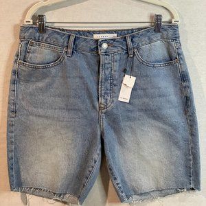 Topman Slim Fit Cut Off Jean Shorts Mens Size 34W  Button Fly Blue Denim